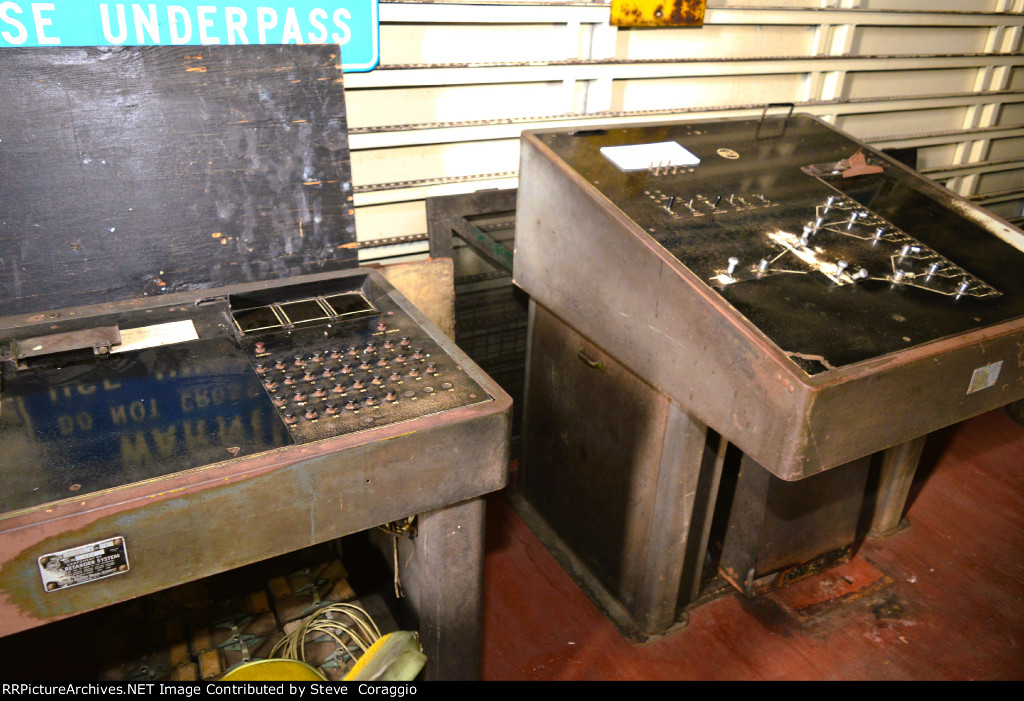 Partial View of Eastbound Retarder Console Panel (left) and Westbound Retarder Console Panel Rutherford Yard.(Right)  )